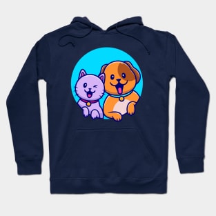 Cute Dog And Cute Cat Cartoon Hoodie